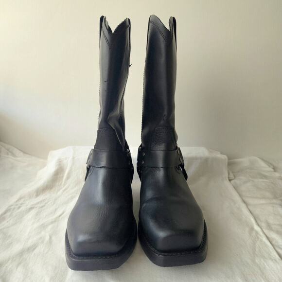 Cody James Mens Leather Square Toe Harness Moto Boots Black CJ9995BL Size 10.5 D main image 6